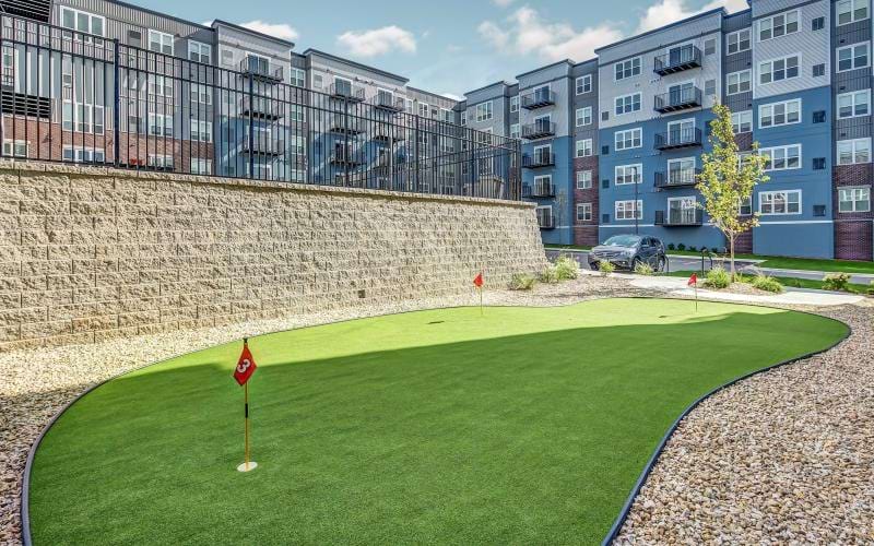 a putting green in a courtyard